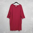 J. Jill Ponte Red Dress Womens 3X Red 3/4 Sleeve Pockets Midi Length