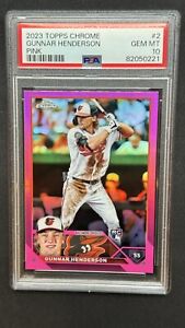 New Listing2023 Topps Chrome Gunnar Henderson Pink Refractor Rookie RC #2 PSA 10 Orioles