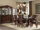 NEW 9 piece Traditional Brown Dining Room Rectangular Table and 8 Chairs Set C5M