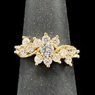White Cubic Zirconia Ring Woman’s Size 6 Gold Tone Plated Sterling Silver