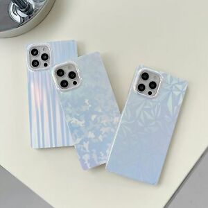 Hot Sale For iPhone 12 Pro Max 13 11 Pro Laser Pattern Square Phone Case Cover