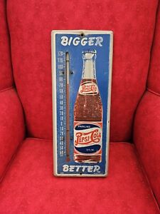 RARE Vintage Pepsi Cola Double Dot Metal Thermometer Advertising M 121