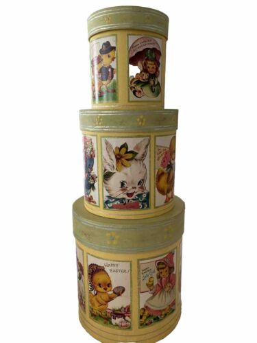 Bethany Lowe ~ Easter Stacking Boxes - Vintage Artwork