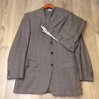 Brioni 3 Button Wool Suit Gray Check 39S 33x30