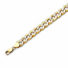 10K Gold Hollow Cuban Pave Chain Two-Tone Curb Necklace 2.5 to 9.2MM REAL GOLD