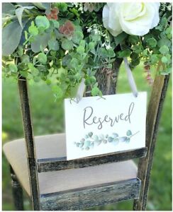 Eucalyptus Reserved Card Signs for Wedding (8 pack or 8 pack w/ Ribbon)