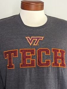 VT VIRGINIA TECH Collegiate Varsity Embroidered Tshirt Size XL Short Sleeve Grey