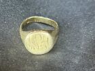 14K ANTIQUE SIGNET RING size 5.5 MLA Initials YELLOW GOLD 8 Grams SIGNED 14KX
