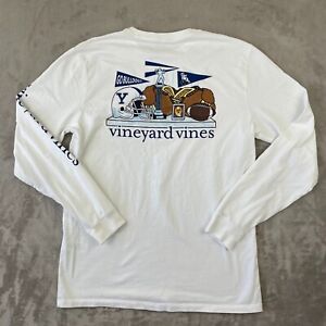 Vineyard Vines T Shirt Men Medium White Yale Bulldogs Football Ivy School LS