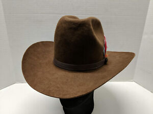 Vtg Cowboy Hat Co. Brown Felt Long Oval, Made Sallisaw OK. USA - Size 6 7/8