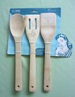 BAMBOO UTENSILS Set of 3 Kitchen ENGRAVED 100% ORGANIC FDA APPROVED NEW FROM USA