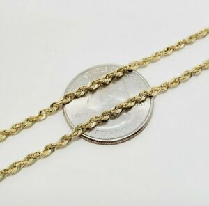 10K Solid Yellow Gold 2mm-6mm Diamond Cut Rope Chain Necklace Bracelet 16