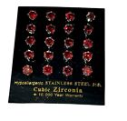 Wholesale lot 10  Pairs of Stainless Steel  6 mm Red Garnet CZ Stud Earrings