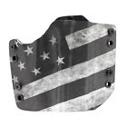 OWB Kydex Gun Holster for Glock Handguns - USA Slanted Flag B&W