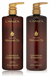 L’Anza Keratin Healing Oil Lustrous Shampoo & Conditioner 32oz Liter Set