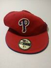 New Era MLB Philadelphia Phillies Red Fitted Hat Cap Size 7 3/8