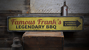 Legendary BBQ, Custom Barbeque Gift - Rustic Distressed Wood Sign