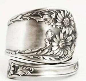 Stainless Steel Sunflower Spoon Ring - Adjustable size 5 to 10 (Free Shipping)