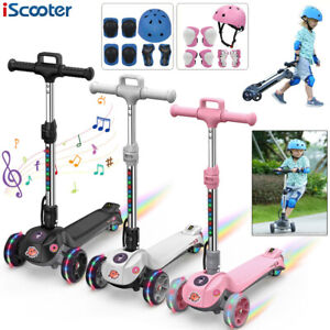 Electric Scooter For Kids 3~12 Years Old Adjustable Height With Protective Set
