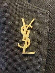 Vintage Sized Yves Saint Laurent YSL Brooch, Lapel Pin - Gold