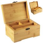 Large Wooden Box with Hinged Lid Bamboo Wood Multi-purpose Storage Box with Tra