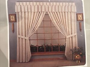 Vintage Curtains Sears UNOPENED ORIGINAL Textured Draperies Pleated Pair  48x84