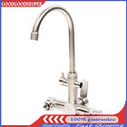 Wall Mount Kitchen Faucet 360 Swivel Stainless 2Hole Sink Tap with Bidet Sprayer