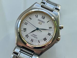 Seiko Spirit Titanium AGS Kinetic Quartz Men's Watch 4M21-0B60 (Read Desc.)