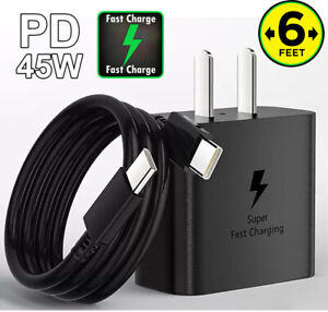 45W PD Super Fast Wall Charger USB-C Type C Cable For Samsung Galaxy S23 S22 S21