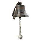 Ship's Vintage Hanging Cast Bronze Bell With Rope Antiqued Nautical Décor 7