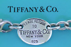 Return to Tiffany & Co. Oval Tag Necklace Choker 925 Sterling Silver