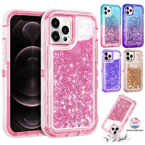 Shockproof Case For iPhone 15 14 13 12 11 Pro Max XR 8 Plus Liquid Glitter Cover