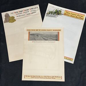 3 Vintage 1930 1931 John Deere Sales Brochures - Spreader Plow Rake Moline ILL