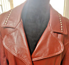 Red Leather Trench Coat Leather by Dan di Modes Button Belted Vintage