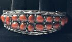 Sterling Silver Detailed Coral Cuff Bracelet Unisex