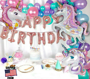 UNICORN PARTY: 129pc 16ft PEARL BALLOON Arch HAPPY BIRTHDAY PINK PURPLE RANBOW