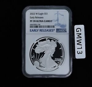 New Listing2022 W PROOF SILVER EAGLE NGC PF70 ULTRA CAMEO EARLY RELEASES BLUE LABEL