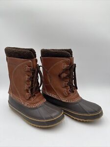 NWOB Women’s L.L.Bean Snow Boot Leather Lace Brown Size 8M