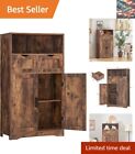 Farmhouse Kitchen Storage Cabinet with Door, 2 Drawers & Adjustable Shelves