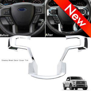 Chrome Steering Wheel Trim Moulding Trims Cover for 15 -20 Ford F150 Accessories (For: 2017 Ford F-150 XLT)