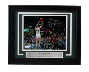 Larry Bird HOF Autographed 8x10 Photo Boston Celtics Framed JSA 184761