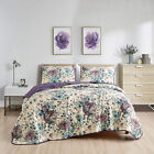Shatex Luxury Cozy &Soft Bedspread Set Floral 3 Piece Quilt Set with Pillow Sham