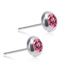 Exquisite Men's Silver Stainless Steel Pink Zircon Earrings Punk Jewelry Gift 02