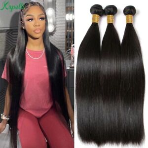 Indian Straight Human Hair Bundles Extensions Weft Soft Remy Hair Black Women