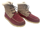 Lamo Taylor Boots Ankle Bootie Hiking Winter Lace-up wine & tan size 9
