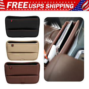 Car Seat Gap Filler Organizer Premium PU Leather Storage Box for Phones Cards