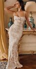 HOUSE OF CB 'Capriana' White & Gold Jacquard Maxi Dress S 8/10   Womens Evening
