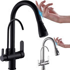 Touch Sensor Kitchen Faucet 2 Handle Single Hole w/ 3 in 1 Water Filter Purifier
