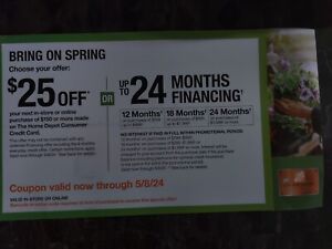 New ListingHome Depot Coupon $25 Off or Special Financing w/HD Credit Card Expires 5/8/24