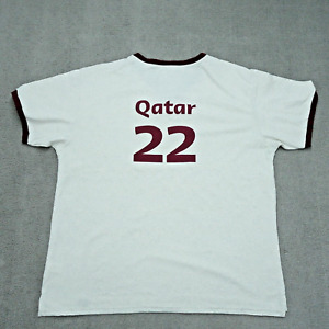 Qatar Airways FIFA World Cup 2022 T-Shirt Men's Size L White Short Sleeve V-Neck